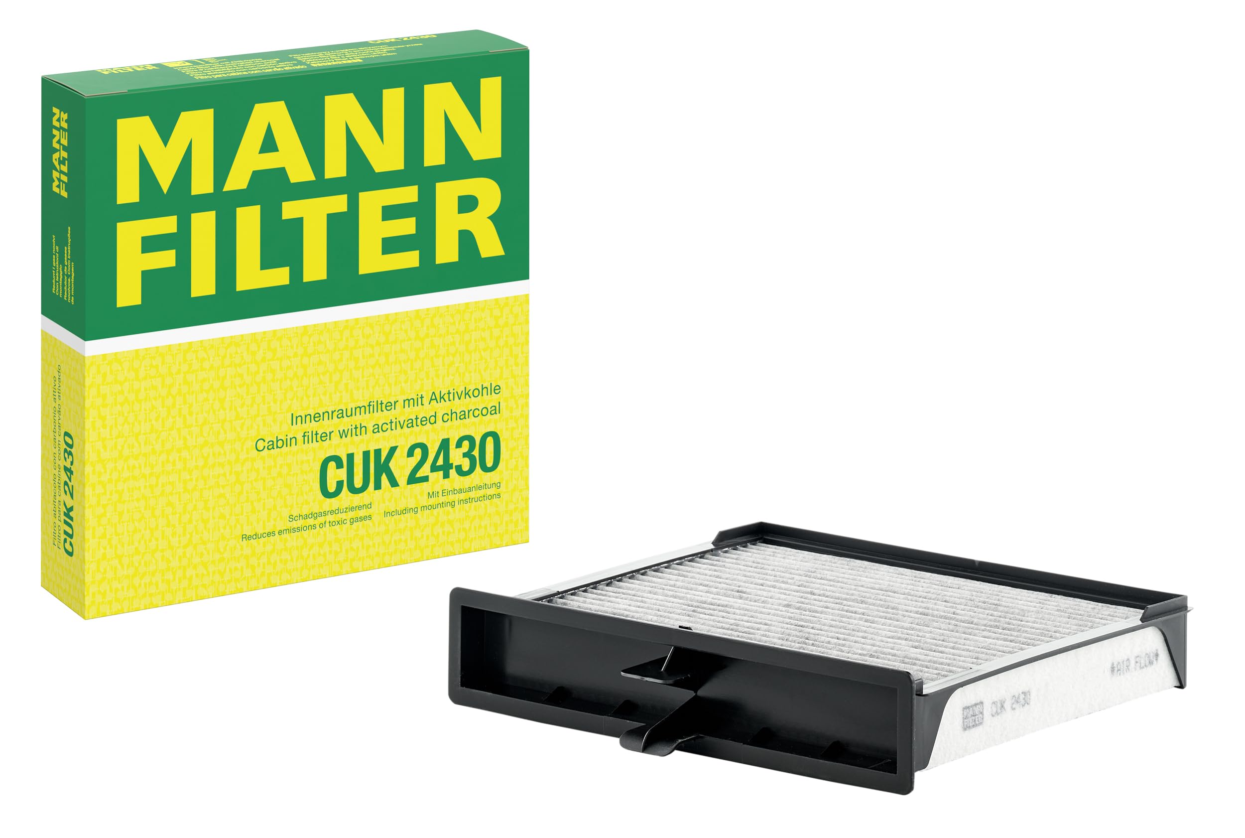 MANN-FILTER CUK 2430 Cabin Air Filter - Pollen Filter with Activated Carbon - for Cars + Transporters