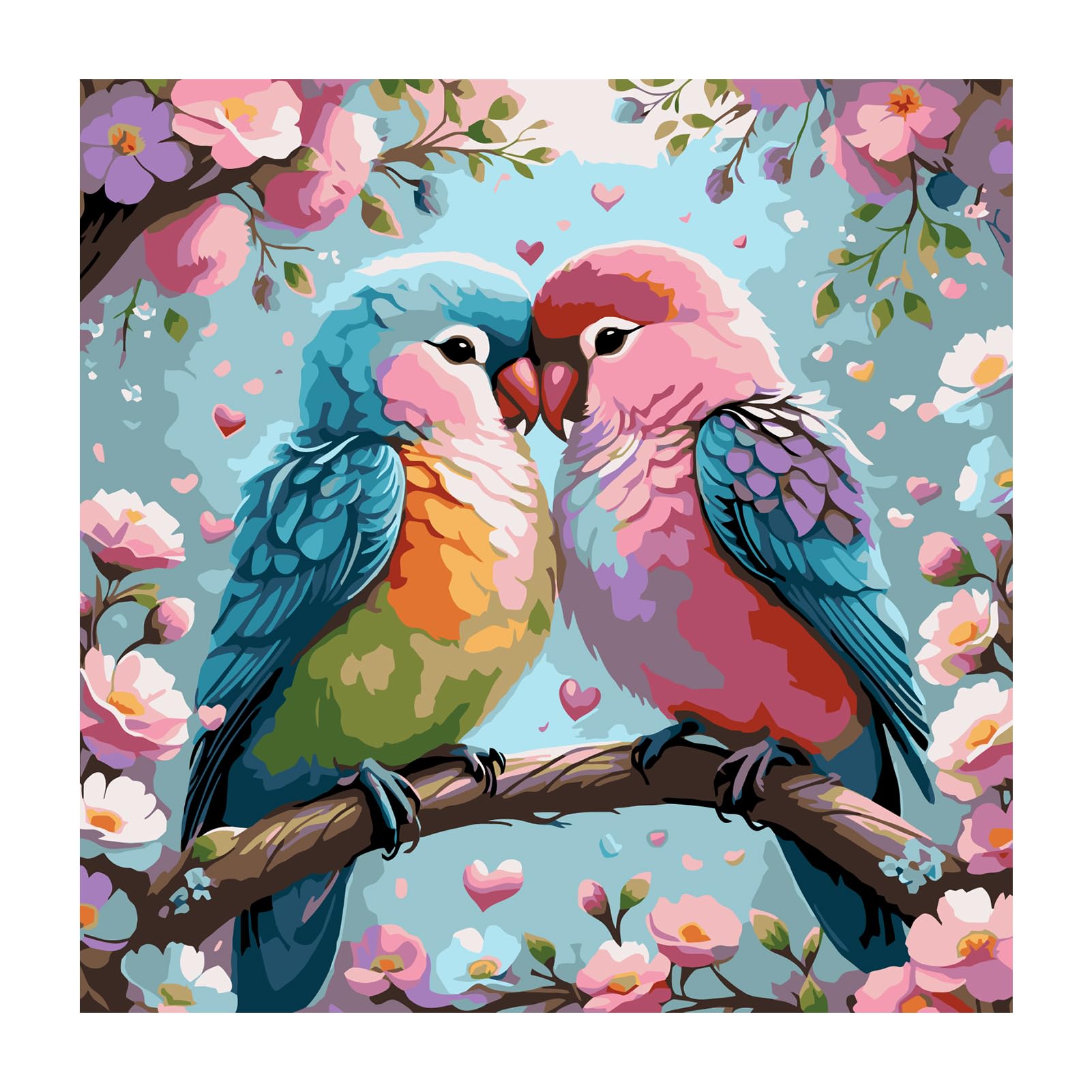 Photo 1 of *PAINT NOT INCLUDED** JATOK Paint by Numbers for Adults Beginners, Couple Bird DIY Easy Acrylic Oil Painting by Numbers on Canvas, Paint-by-Numbers Drawing Kits for Gift Home Wall Decor Without Frame 16x16in