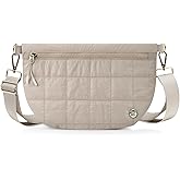 Quilted Crossbody Bags for Women - Stylish Puffer Shoulder Purse Puffy Fanny Packs for Women, Lightweight Belt Bum Bags Cross Body for Travel, Commute, Mocha Brown