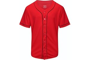 KUAIPAO Blank Baseball Jersey,Short Sleeve Plain Jersey Shirt,Sports Uniform for Men Women(White, Black, Red,Blue,S-3XL)