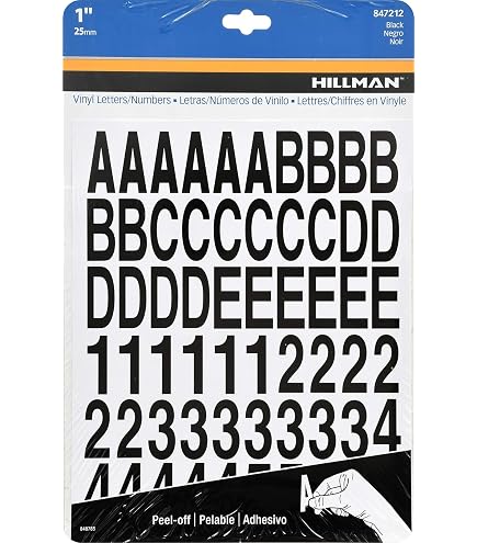 Hillman Buchstaben & Zahlen Set – Selbstklebend, 2,5 Cm, Schwarz/weiß Für Hausnummern & Beschriftungen