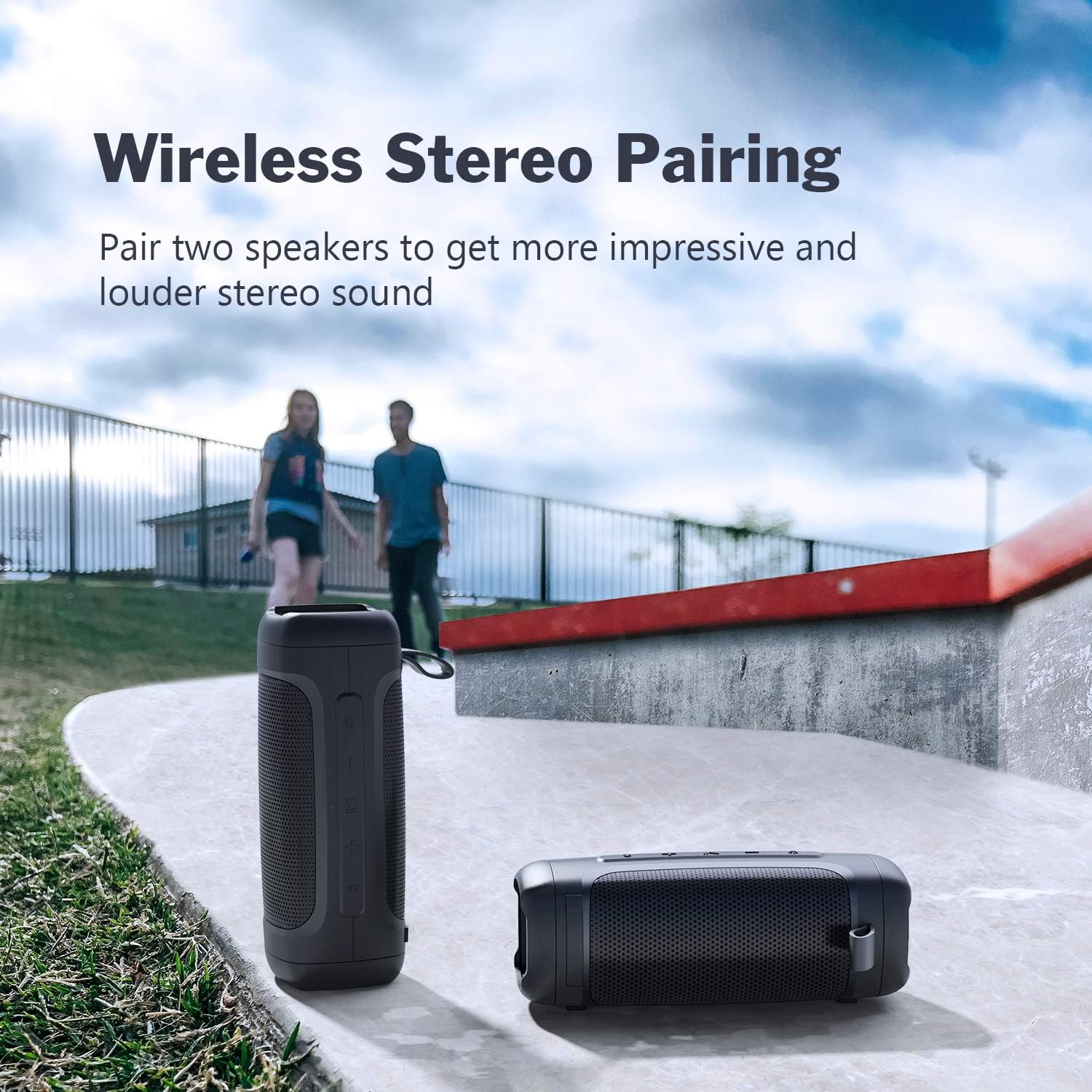 Bluetooth Speakers, DOSS Portable Wireless Bluetooth Speaker with 24W Powerful Sound, Rich Bass, IPX6 Waterproof, Wireless Stereo Pairing, 20H Playtime, Waterproof Speaker for Outdoor and Travel: Electronics
