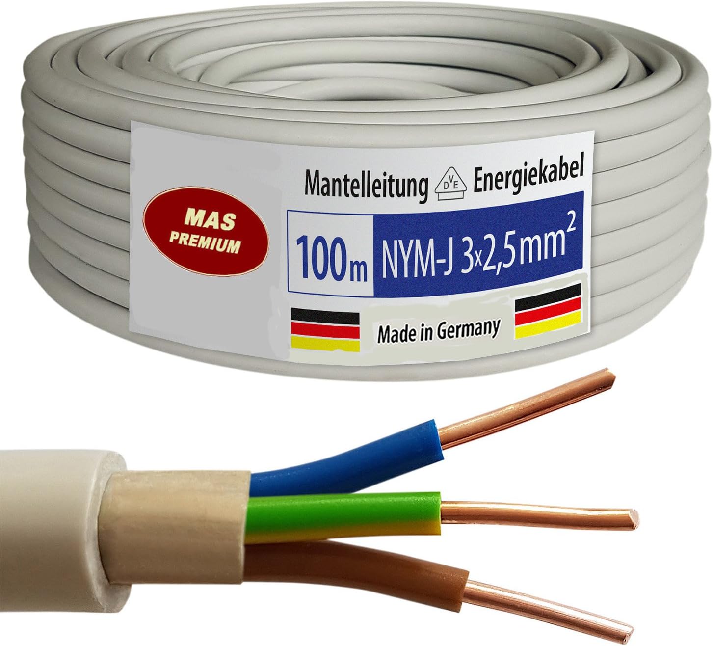 Power cable Electric Cable OFC Copper 100 m Sheathed Cable NYMJ 3x2,5