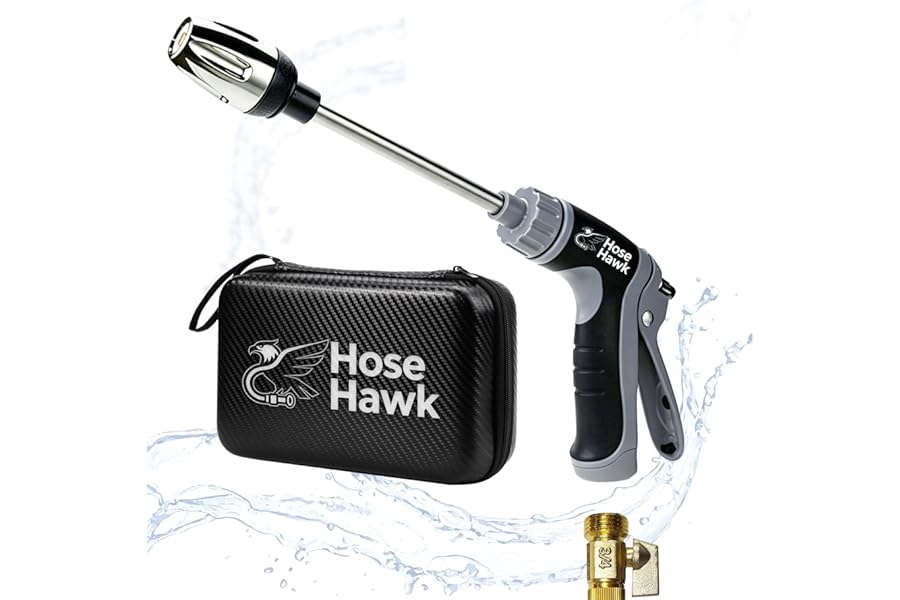 Hose Hawk Pro Washer Gun with Foam Pot, Installation is Simple, Complete Kit, Three Spray Modes for 3/4" American-Style Yard Hose Bib Interface (Only Water Guns)