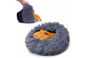 Paw Inspired Furr-O Burrowing Pet Bed with Zip-On Spandex and Fleece Bottoms for Guinea Pigs and Other Small Animals, Cozy Carrier, Hideout Enrichment Toy, Cage Accessories (Dark Gray)