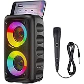 Xjahwr Portable Bluetooth Speaker,Karaoke Machine for Adults and Kids,with Lights Loud Big Bluetooth Speaker,Rechargeable Dj/PA Speaker System with TF Card,AUX in,REC,TWS for Outdoor Sport Home Party