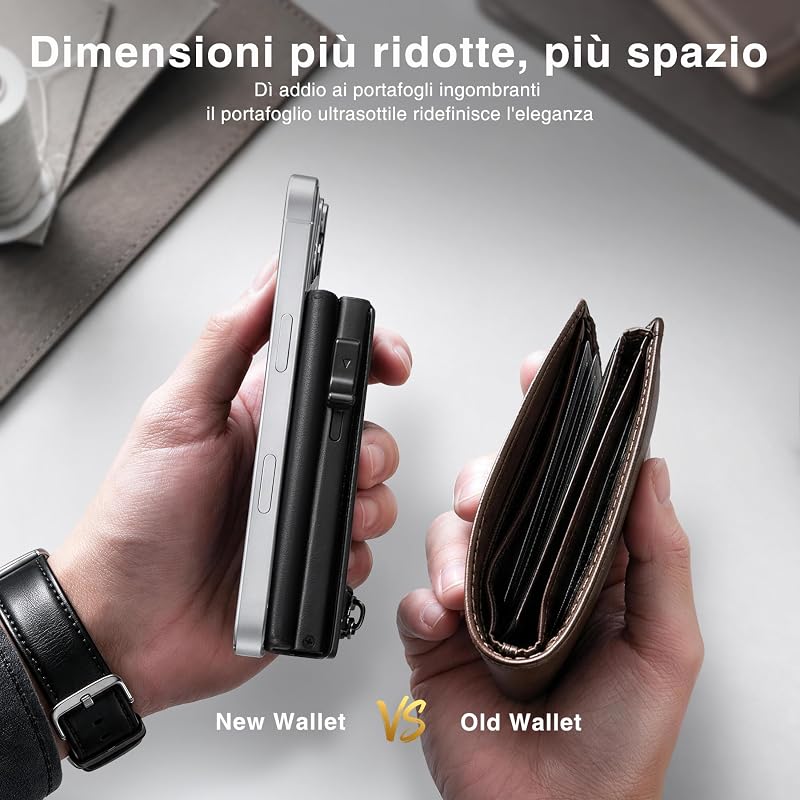 Portafoglio Uomo di Alta Qualità, esclusivo Portafoglio Uomo Slim con Portamonete & Protezione RFID, lussuoso Portacarte Uomo in Pelle, 8 Scomparti per Carte di Credito, Regalo per Uomini
