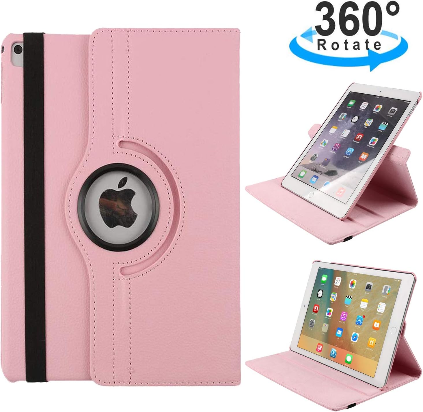 iPad Pro Case 11 inch 2020, TechCode 360 Degree Rotating PU Leather Slim Tablet Protector Smart Stand Feature Flip Folio Protective Case Sleeve for iPad Pro 11 2nd Generation (Pink)
