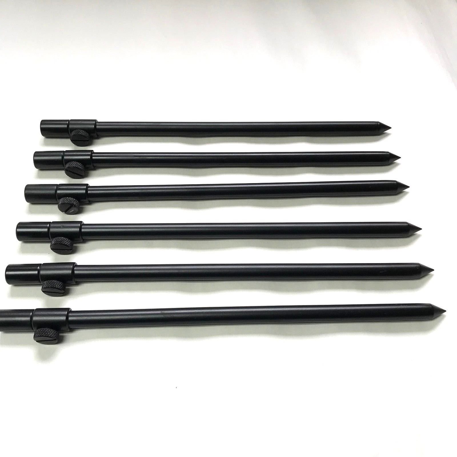 6 x 30-50cm Black Carp Coarse Aluminium BankSticks Bank Sticks Fishing Lidsters