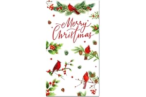 40-Pack Christmas Cardinal Paper Napkins 4.3x7.9 Folded Size Disposable Cocktail Napkins Decorative Dinner Napkins Red Cardin