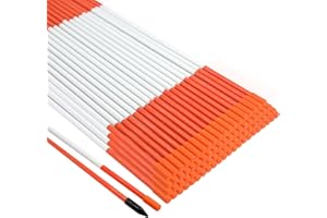 Growsun Driveway Marker 48 inch Orange Fiberglass 5/16 inch Dia Snow Fence Reflective Plow Stakes for Yard Walkways Parking Lots Safety Rods Edge, 50 Pack