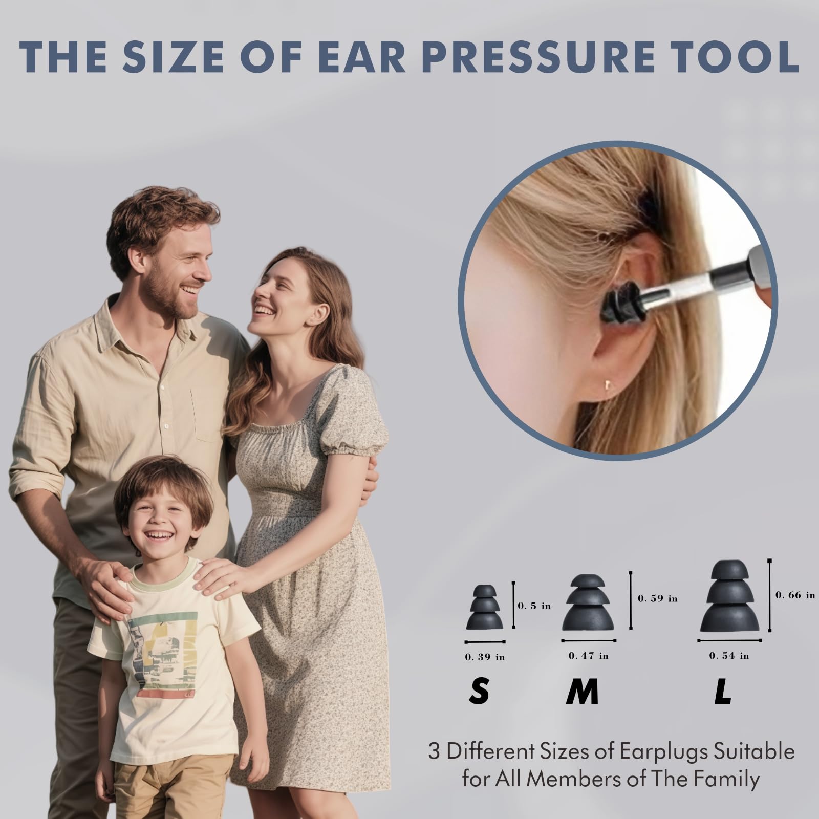 Ear Pressure Relief Suction Device, Migraine Ear Pressure Relief Products, Airplane Ear Tinnitus Relief Through Inner Ear Pressure Balance, Reduces Tension with 3 Sizes Earplugs