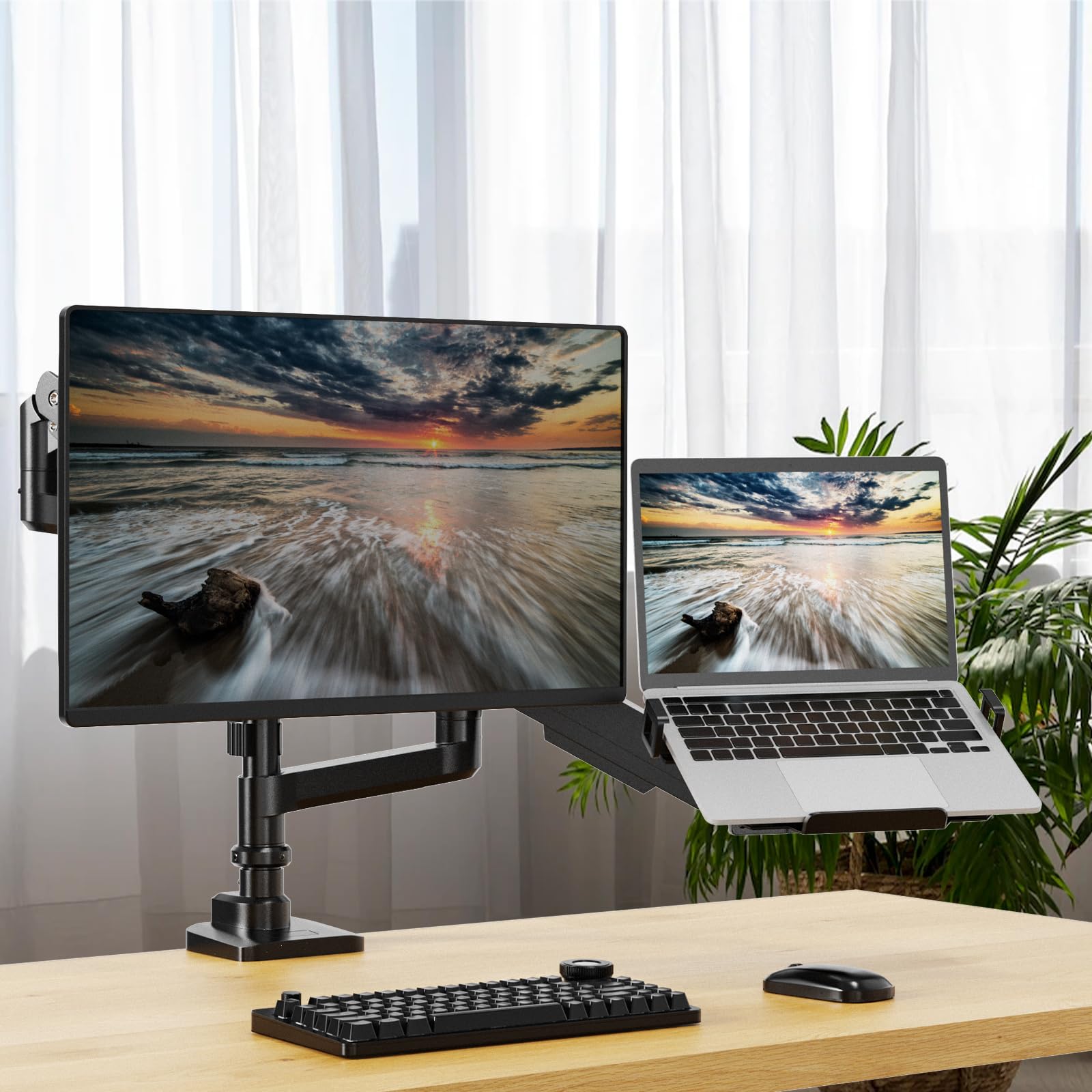 Laptop VESA Mount Tray Holder for Monitor Arms and Stands 75x75mm 100x100mm Clamp Notebook Adjustable 12 to 17 inch Black Universal
