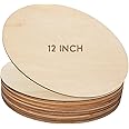 15Pcs 12 Inch Wood Circles for Crafts, Unfinished Blank Wooden Rounds Slice Wooden Cutouts for DIY Crafts, Door Hanger, Sign,