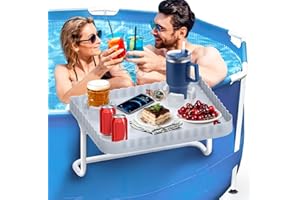 Lebenwell Pool Bar Side Bar, Swim Up Bar, Designed for Above-Ground Round/Rectangle/Oval Pools, Portable Poolside Bar Patio Poolside Table, Gray