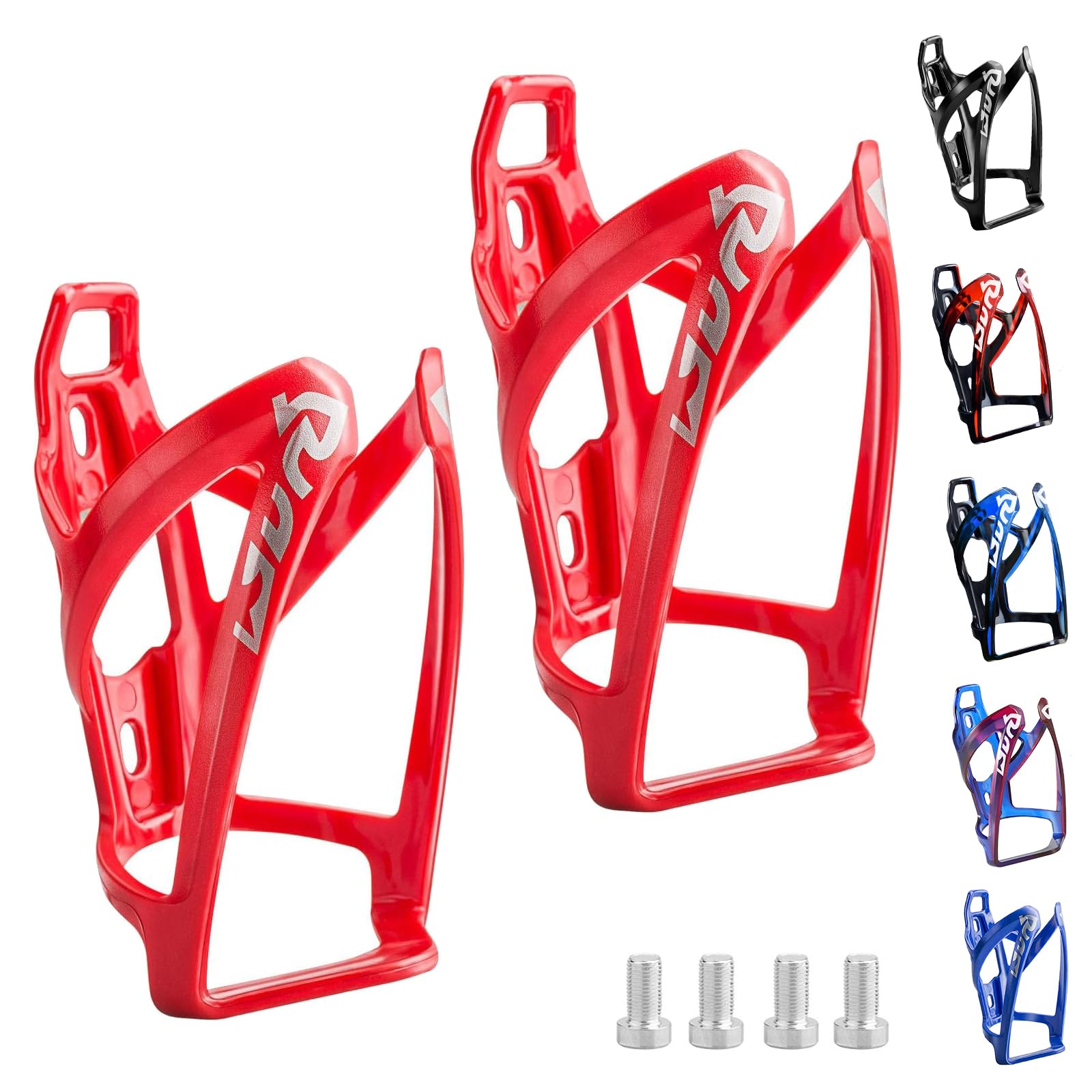 Suruid Bike Bottle Holder,Bicycle Water Bottle Cages, Lightweight Strong Cycling Drink Cup Holders for Road/Mountain Bikes - 2 Pack (Red)