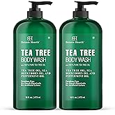 Botanic Hearth Tea Tree Body Wash 16 fl oz (2 Pack) Natural Antifungal & Odor Control Shower Gel for Acne, Athlete’s Foot, Ringworm, Jock Itch, Healthy Skin, Sulfate & Paraben Free, for Men & Women