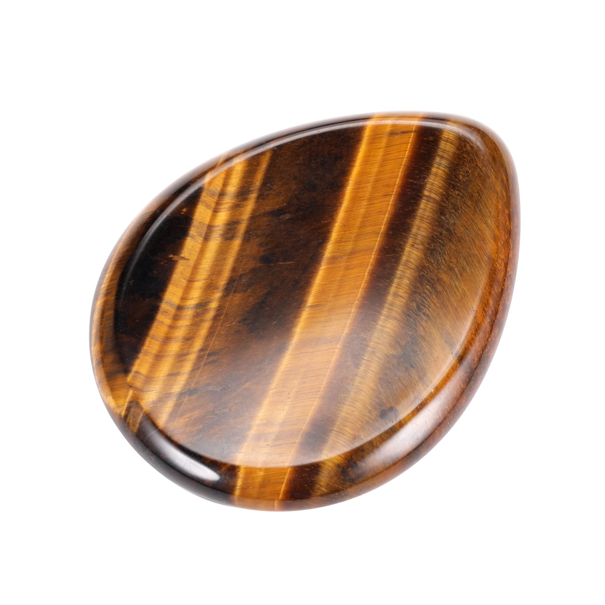 CrystalTears Tiger's Eye Thumb Worry Stone Healing Crystal Pocket Palm Stone Worry Stones for Anxiety Stress Relief