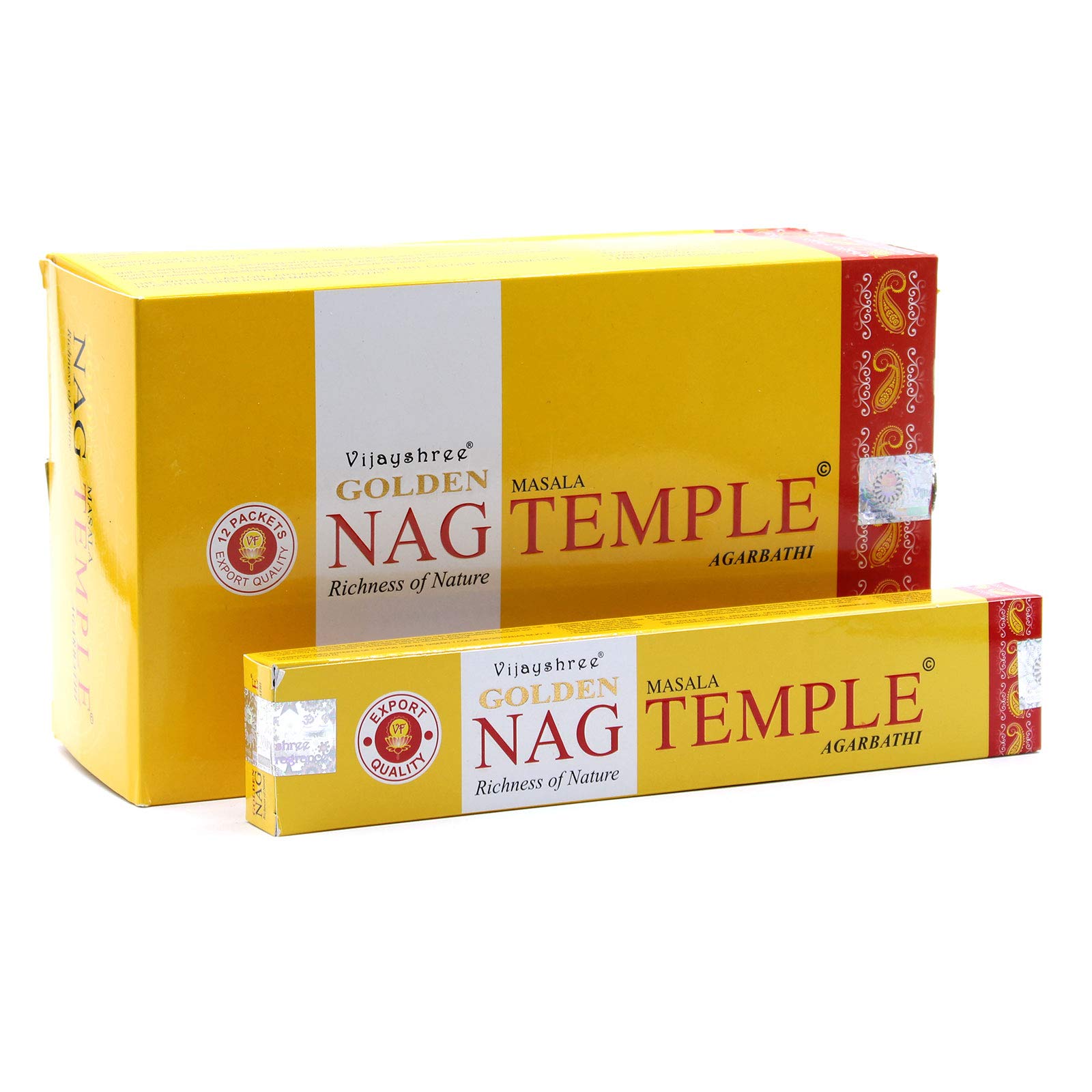 Vijayshree Golden Nag Hand-Rolled Incense Sticks | Authentic Indian | Purifying & Relaxing Aroma | 3 Packs | Temple