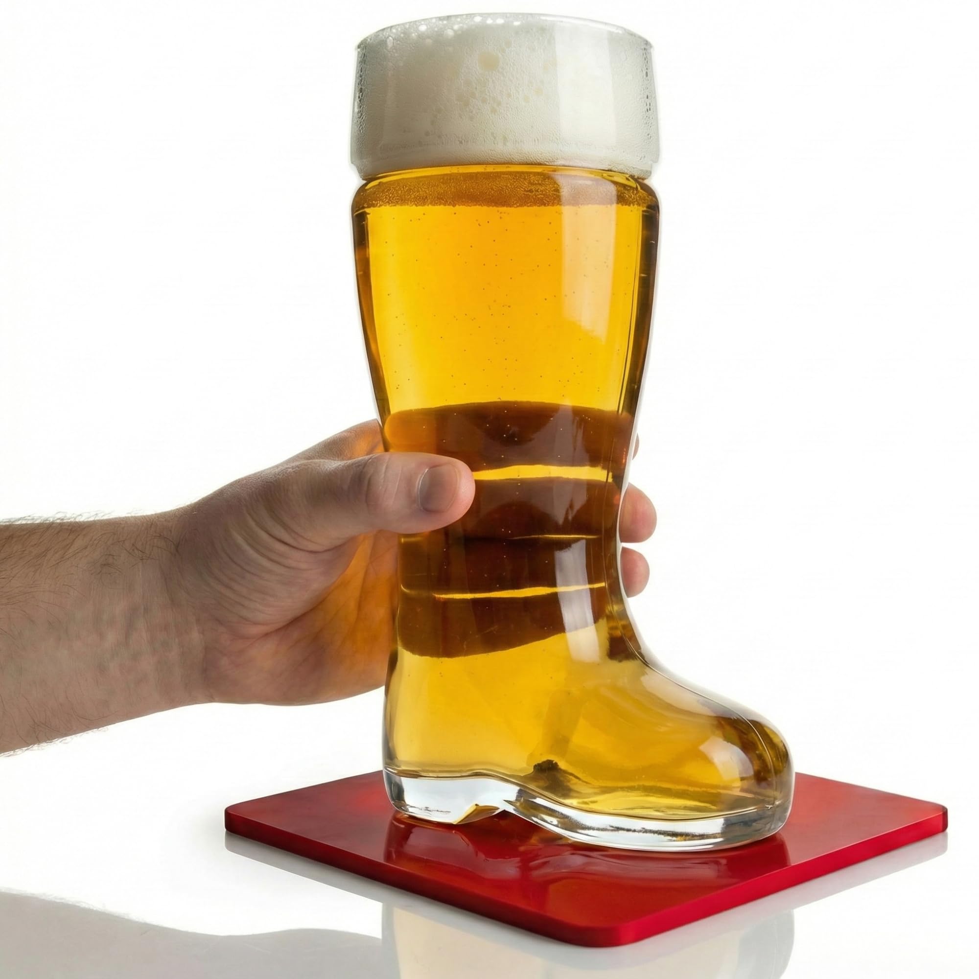 Drinkstuff Glass Beer Boot 2 Pint – 24.5cm Novelty German Beer Glass with Gift Box, 1200ml Large Boot‑Shaped for Parties, Gifting & Fun Drinking Challenges