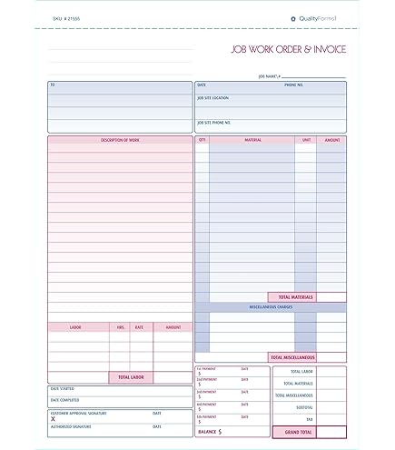 Blueline Garage Repair Orders in Snap Sets 50 Carbonless Numbered