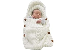 XMWEALTHY Newborn Baby Wrap Swaddle Blanket Knit Sleeping Bag Sleep Sack Stroller Wrap for Baby(Beige) (0-6 Month)