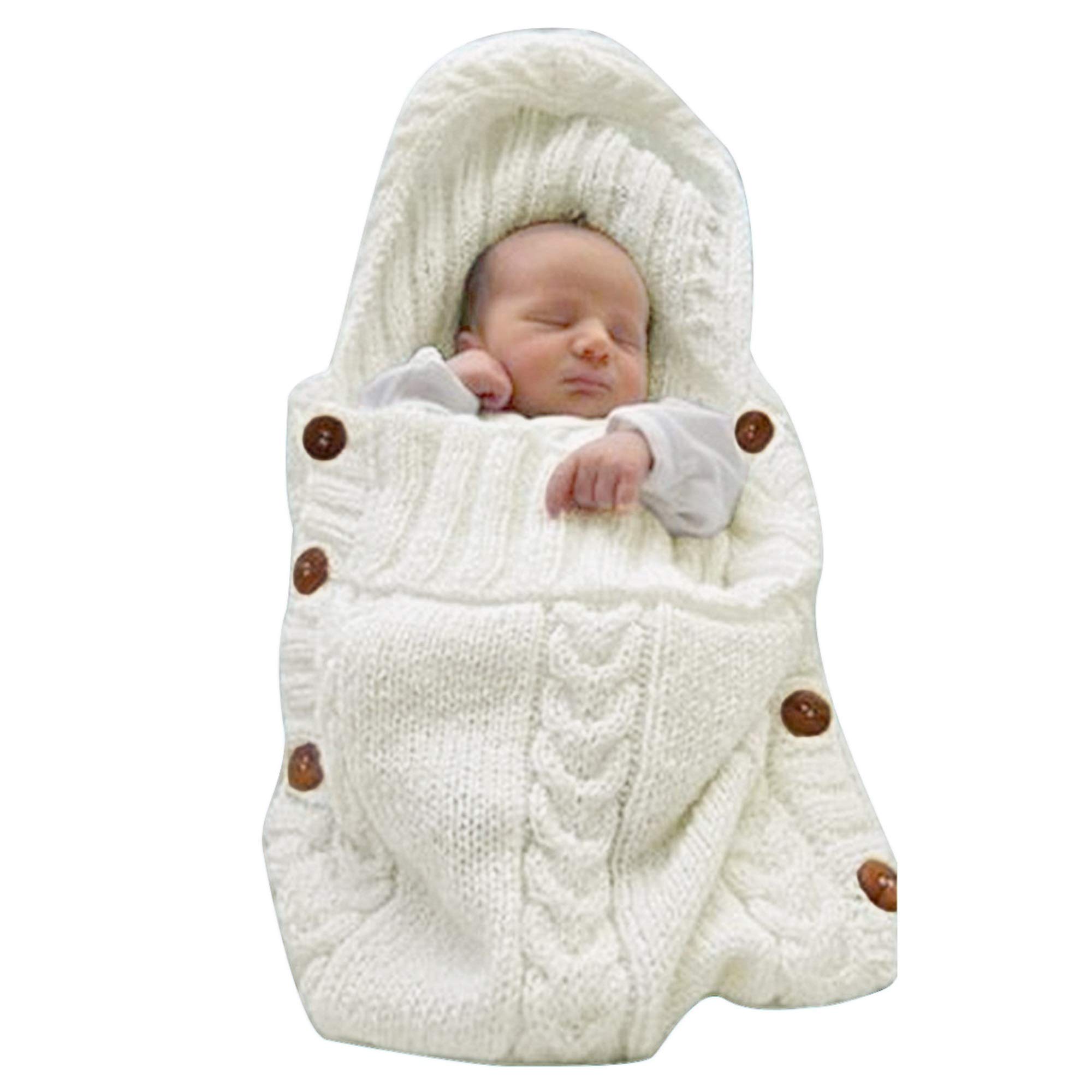 Photo 1 of XMWEALTHY Newborn Baby Wrap Swaddle Blanket Knit Sleeping Bag Sleep Sack Stroller Wrap for Baby(Beige) (0-6 Month)