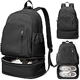 VENATIN Gym Backpack for Women Men,Cheer bag,Lightweight Gym Bag with Shoe Compartment, Waterproof Sports Backpack with Wet Pocket, Black