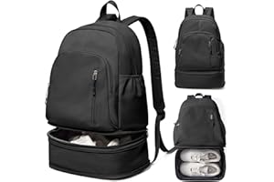 VENATIN Gym Backpack for Women Men, Lightweight Gym Bag with Shoe Compartment, Waterproof Sports Backpack with Wet Pocket, Black