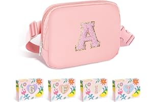 COSHAYSOO Pink Belt Bag Fanny Pack Crossbody Travel Essential Stuff Trendy Birthday Easter Gifts for 4 5 6 7 8 9 10 11 12 Year Old Little Big Girls Monogrammed Cute Presents Initial Letter A