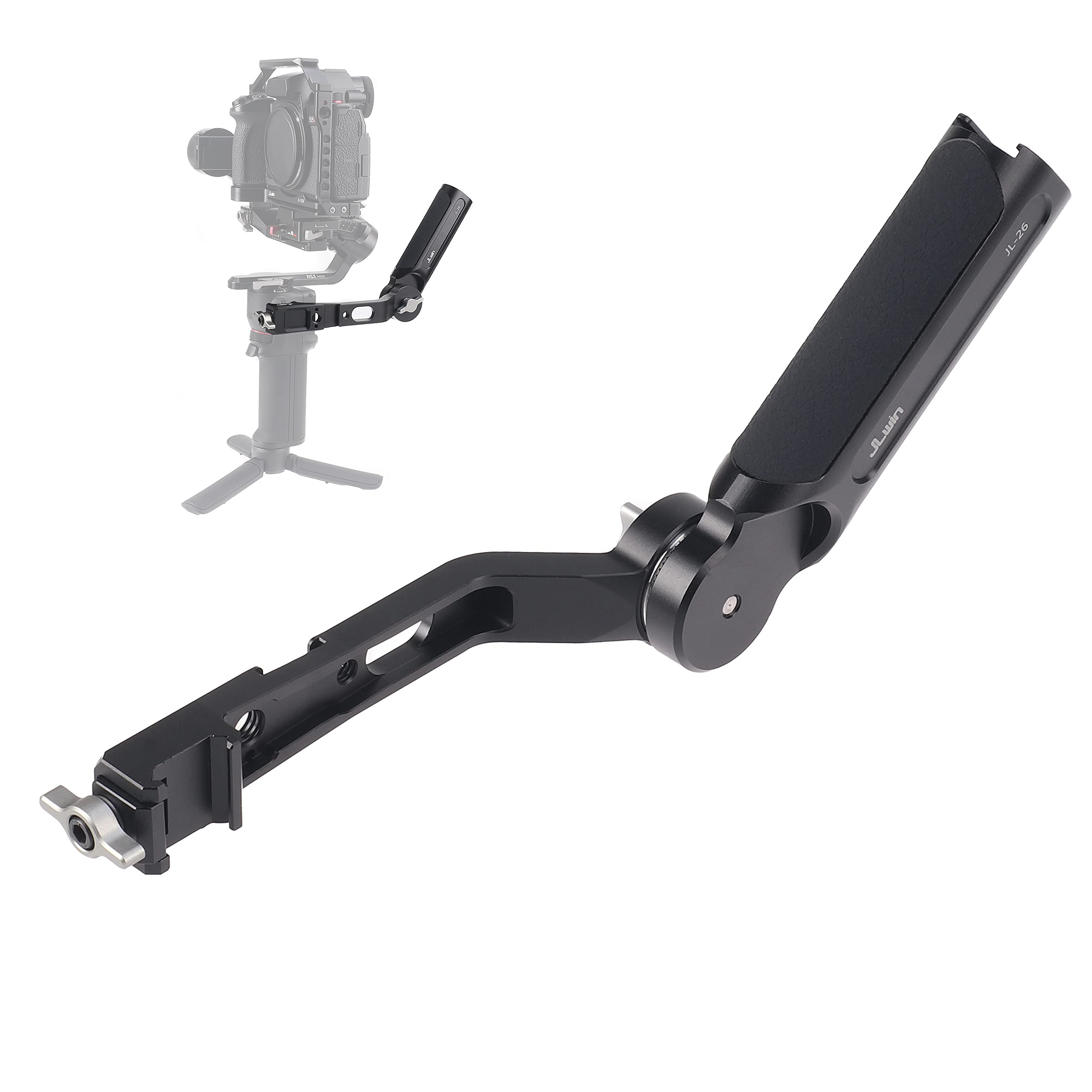 Hersmay Gimbal Handle for DJI RS 2/RSC 2/RS 3/RS 3 Pro/RS 3 Mini, Adjustable Sling Hand Grip, 360° Adjustment, Cold Shoe Holder, NATO Clamp, Aluminum