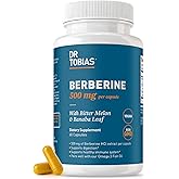 Dr. Tobias Berberine 500mg, Berberine Supplement for Women & Men - Gut Health, Immune Support, Heart Health Supplement with Bitter Melon Banaba Leaf – Vegan, Non-GMO, 60 Capsules
