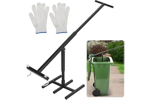 WICHEMI Manual Trash Compactor, 120L-360L Garbage Compressor with Adjustable Handle and Gloves Outdoor Wheelie Bin, Compress Waste for Kitchen Garden Restaurant Office