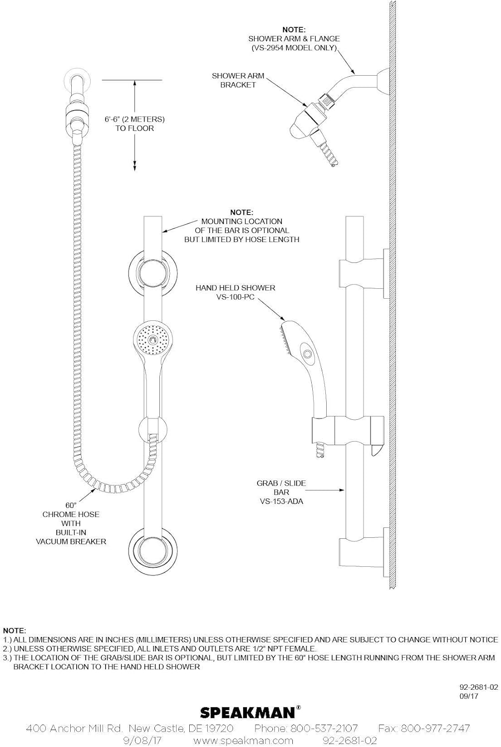 Speakman Vs 1001 Ada Pc Versatile Polished Chrome Ada Plus Hand Held Shower System Hand Held Showerheads Amazon Com