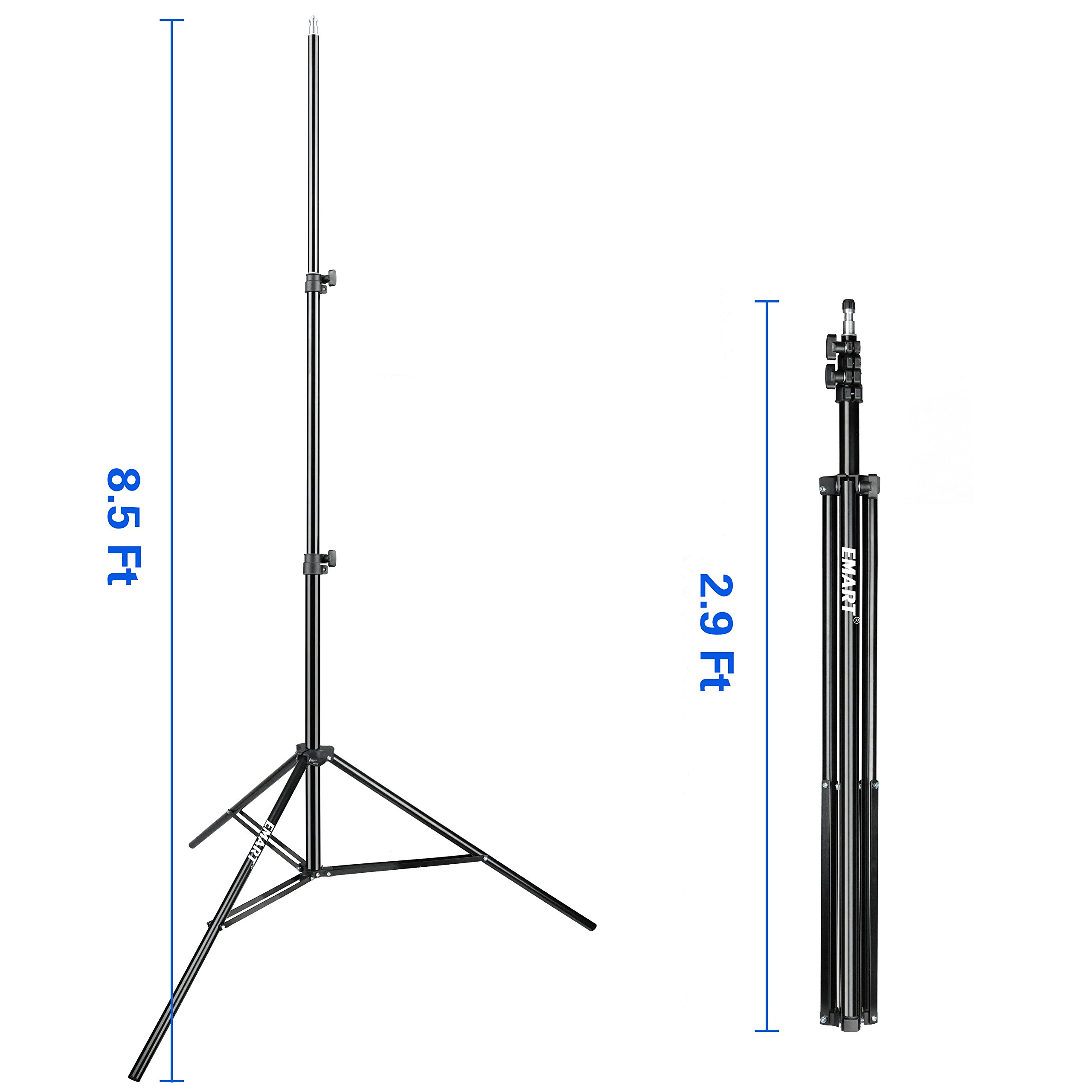 EMART 8.5 Ft Light Stand for Photography, 2 Pack Portable Photo Video Lighting Tripod with Carry Case for Speedlight, Flash, Softbox, Strobe, Camera, Selfie, Photographic Portrait