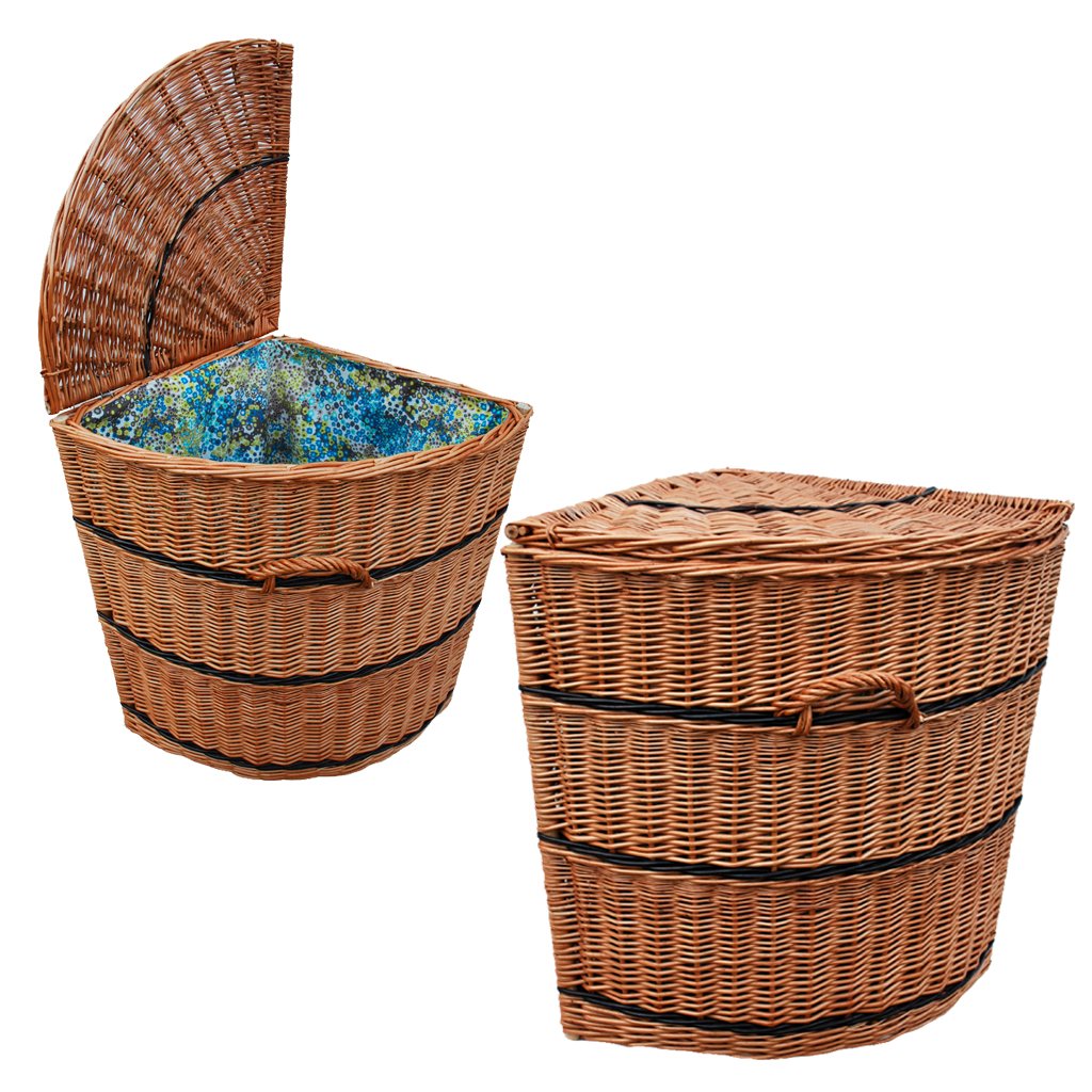 WD3 Eck-Wäschekorb (65 cm) aus Weide mit Innenfutter von GalaDis