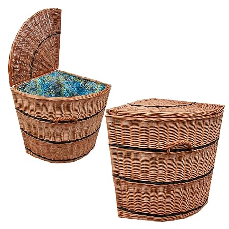 WD3 Eck-Wäschekorb (65 cm) aus Weide mit Innenfutter von GalaDis