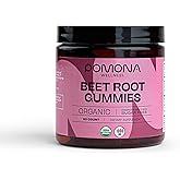 Pomona Wellness Organic Potent Beetroot Powder Gummies 1000mg – Sugar Free, Nitric Oxide Supplement - Natural Strawberry and Apple Flavor, Vegan, 60 Count
