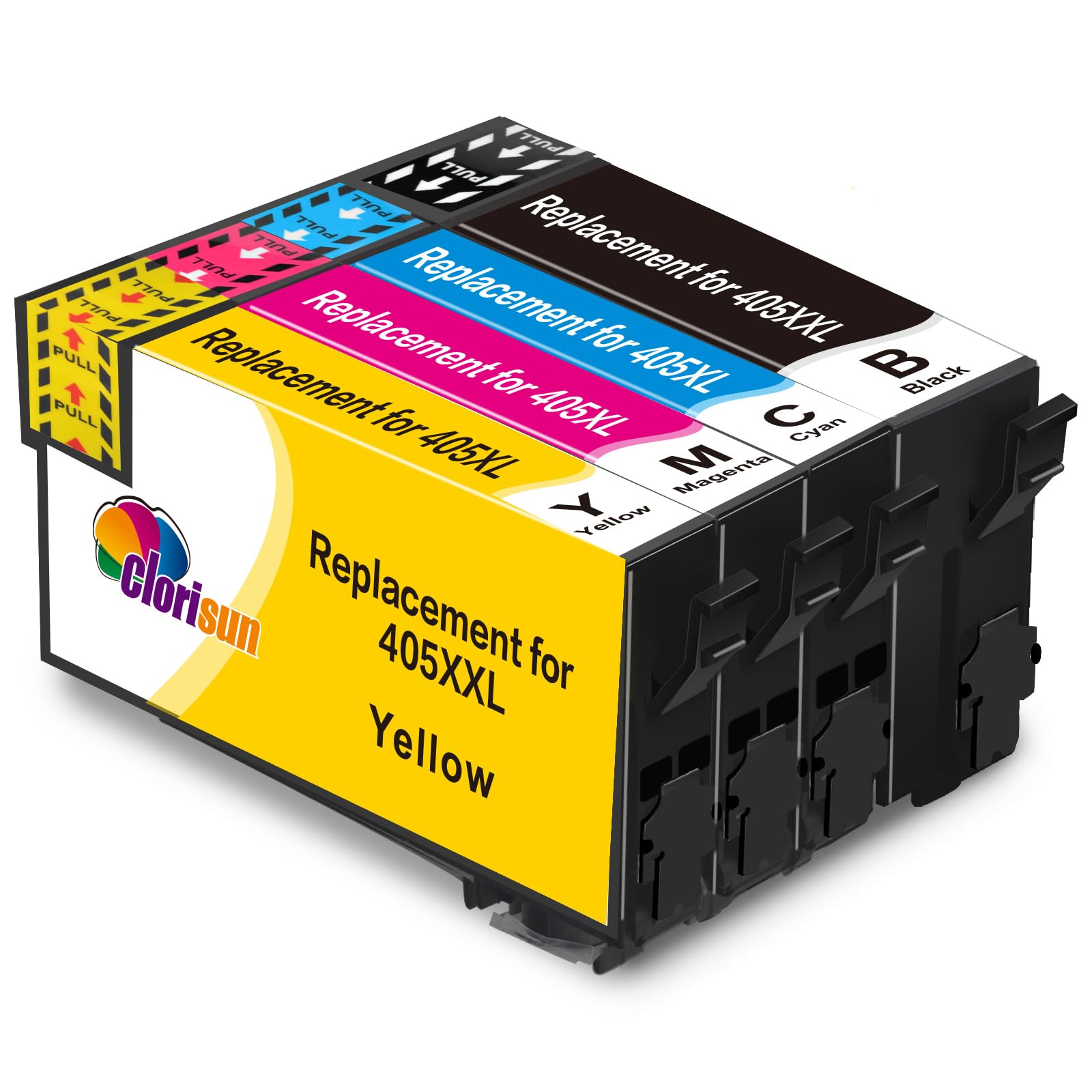 Clorisun Replacement for 405XXL Ink Cartridges for Epson WorkForce WF-7830DTWF WF-7840DTWF WF-7835DTWF WF-7830 WF-7840 WF-7835 WF7830 WF7840 WF7835 Printer Black Cyan Magenta Yellow(4 Pack