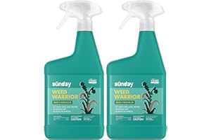 Sunday Weed Warrior, 32oz, 2 Pack - Grass & Weed Killer - Organic, Ready-to-Use Weed Killer Spray - Herbicide Spot Treatment - Kills Weeds, Grass, Algae and Moss