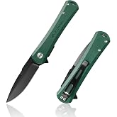 FLISSA K&Ouml;SMO 4.5" G10 Handle Folding Pocket Knife for Men Women (Green) | EDC Knife with D2 Steel Blade, Liner lock &amp; Pocket Clip, Tactical Knives for Outdoor, Survival, Hunting and Camping