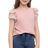 blibean Teen Girls Tshirt Cotton Flowy Short Sleeve Button Tops Size 6-15 Years