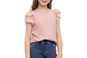blibean Teen Girls Tshirt Cotton Flowy Short Sleeve Button Tops Size 6-15 Years