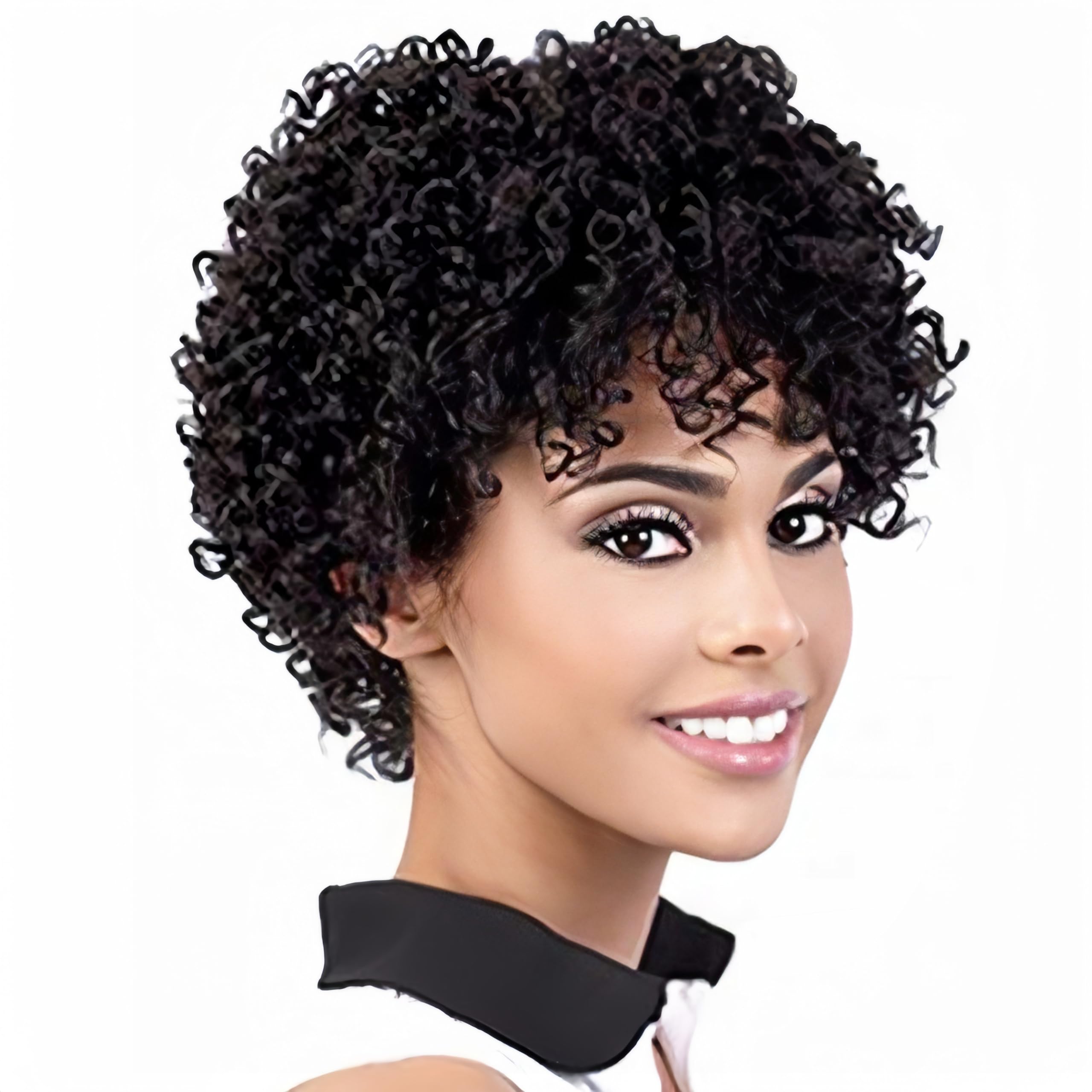 Siudus Afro Wig Black Short Curly Wigs for Black Women Kinky Curly Shaggy 70s 80s Hair Wig for Rocker Daily Cosplay Use — image 1