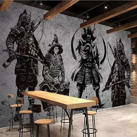 Mddjj Custom Wall Murals Wallpaper 3d Japanese Samurai Cement Wall Art Wall Painting Restaurant Cafe Background Wall Cladding 3d Amazon De Baumarkt