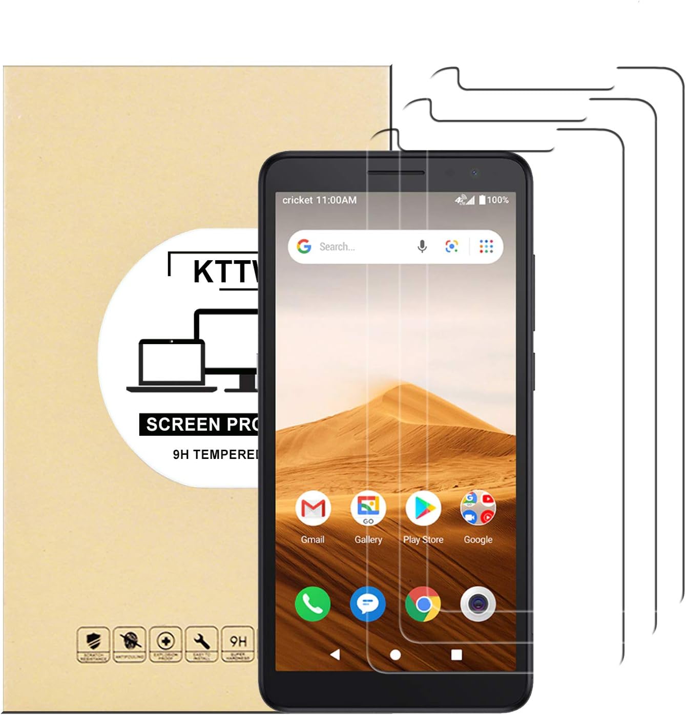 [3 Pack] Alcatel Apprise Screen Protector Glass, KTTWO Anti-Scratch Anti-Fingerprint 9H Hardness Tempered Glass Screen Protector for Alcatel Apprise