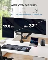 HUANUO Taller Dual Monitor Stand Long Arms 13-32 inch VESA 75 100 view 2