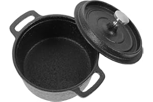 ERINGOGO Mini Cast Iron Milk Pot, 10Cm Non-Coated Dual Handle Saucepan with Lid for Food, Soup, and Milk
