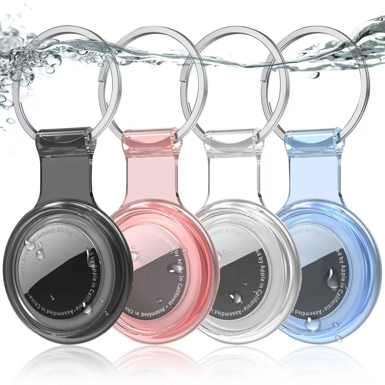Photo 1 of *2 Pack* 4-Pack Airtag Holder Keychain, Waterproof 360° Full-Body Protective Case Compatible with Apple AirTags, for Bags, Keys, Pets and Valuables (Multi-Color)