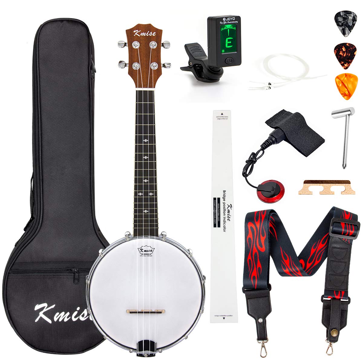 Kmise Banjolele Concert Banjo Ukulele 4 String 23 inch Banjos with Gig